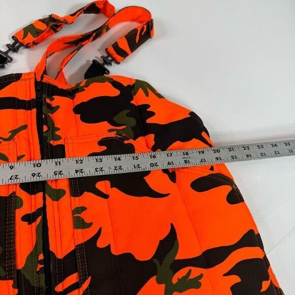 Vintage SafTbak Chiller Killer Orange Camo Bibs Mens Large Suspenders Insulated - Picture 8 of 10